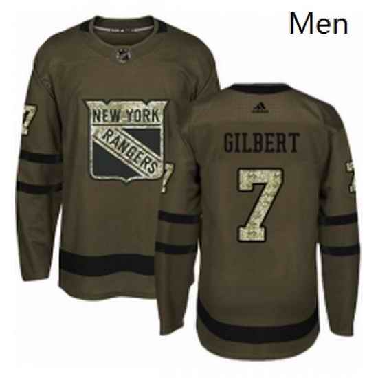 Mens Adidas New York Rangers 7 Rod Gilbert Authentic Green Salute to Service NHL Jersey
